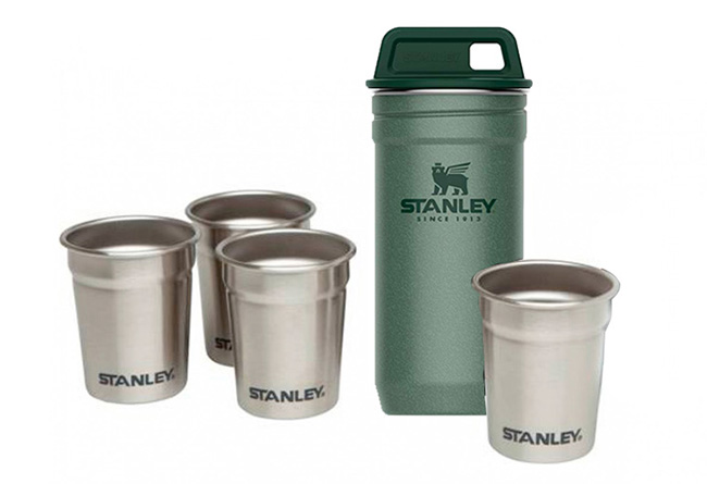 Stanley Flask & Shot glass set Hammertone Green 10-01883-034