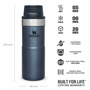 Stanley 0.35L İnce Gövde Classic Trigger-Action Travel Mug - Lacivert için detaylar