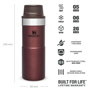 Stanley 0.35L İnce Gövde Classic Trigger-Action Travel Mug - Bordo - Wine için detaylar