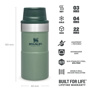 Stanley 0.25L İnce Gövde Classic Trigger-Action Travel Mug - Hammertone Green için detaylar