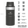 Stanley 0.25L İnce Gövde Classic Trigger-Action Travel Mug - Siyah için detaylar