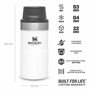 Stanley 0.25L İnce Gövde Classic Trigger-Action Travel Mug - Polar Beyaz için detaylar