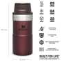 Stanley 0.25L İnce Gövde Classic Trigger-Action Travel Mug - Bordo için detaylar