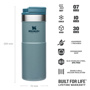 Stanley 0.47L Classic Neverleak™ Travel Mug - Hammertone Ice için detaylar