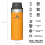 Stanley 0.35L İnce Gövde Classic Trigger-Action Travel Mug - Saffron için detaylar