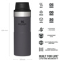 Stanley 0.35L İnce Gövde Classic Trigger-Action Travel Mug - Charcoal için detaylar